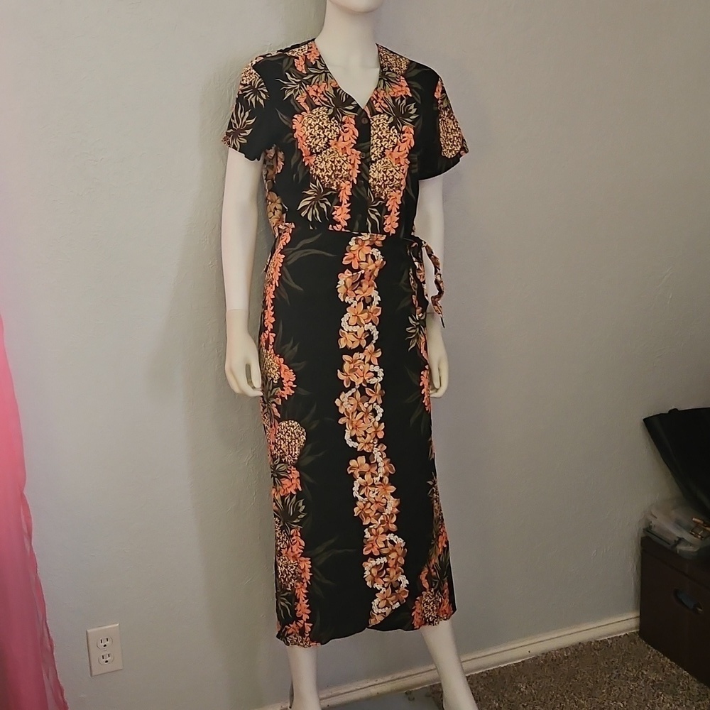 HILO HATTIE Floral Tropical Two Piece Wrap Skirt Button Down Shirt Tiki Set - Picture 2 of 10